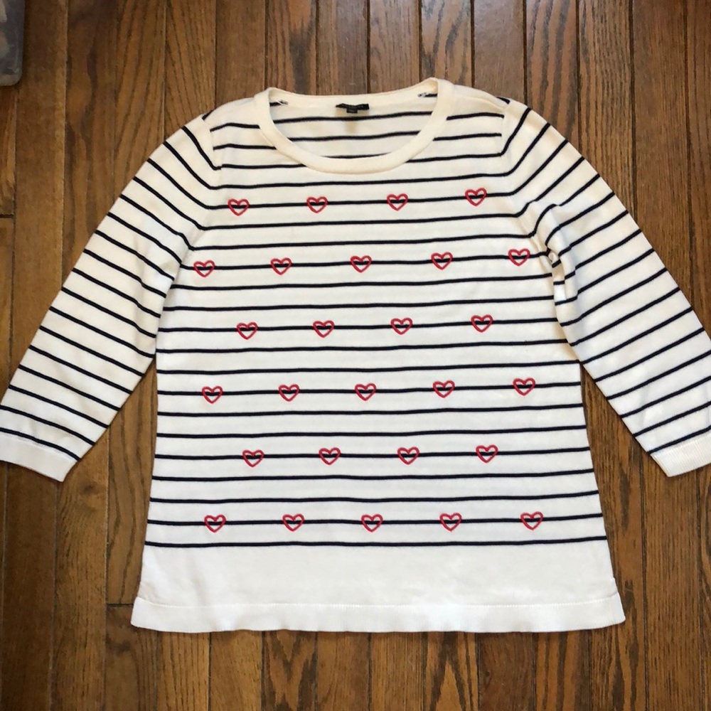 Talbots striped hearts sweater